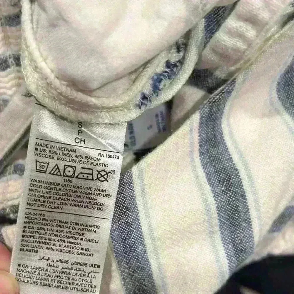 Old Navy Jumpsuit Blue Striped Cropped Linen Blend Sleeveless Square Neck Size S - Image 3