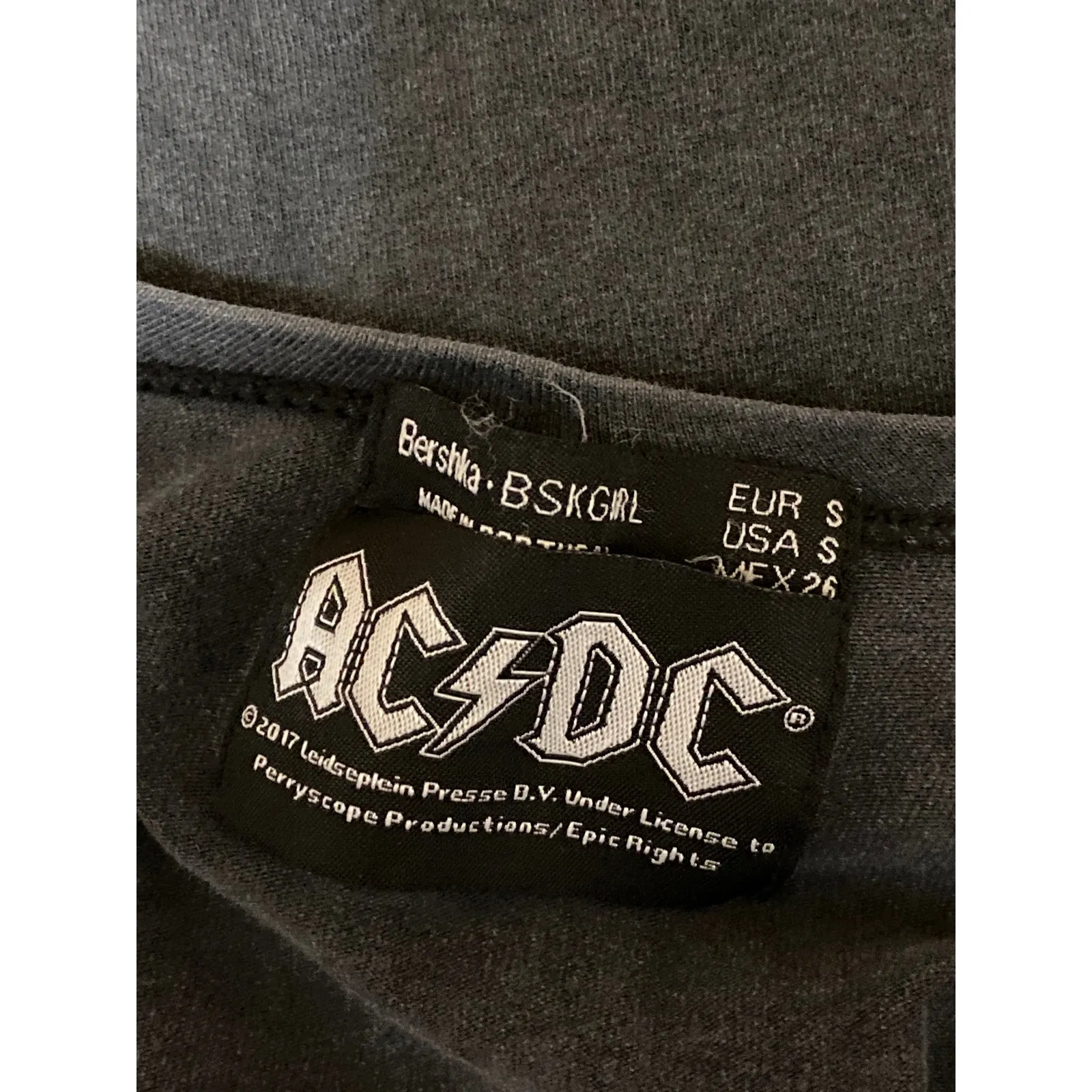 ACDC Women's Black Scoop Neck Short Sleeve Rock Band T Shirt Bodysuit Top Size S - Image 4