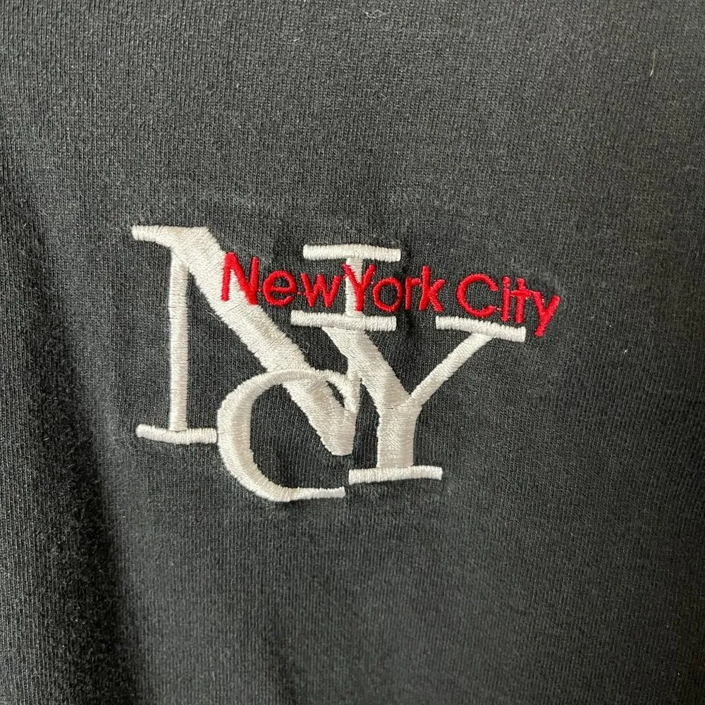 Vintage 90s Fruit of the Loom New York City NYC V-Neck Black T-Shirt M USA - Image 5