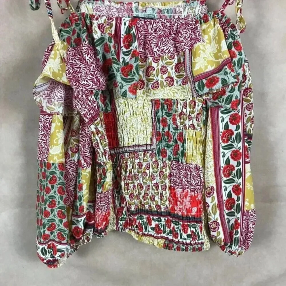 BOOHOO Bandana Floral Patchwork Off The Shoulder Top NEW US 16 (Large) - Image 4