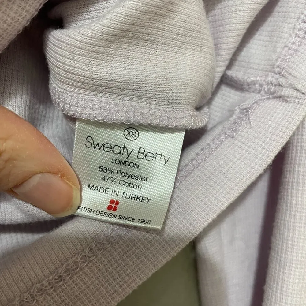 Sweaty Betty Waffle Knit Lavender Long Sleeve Crop Top Womens XS Purple Athletic - Image 7