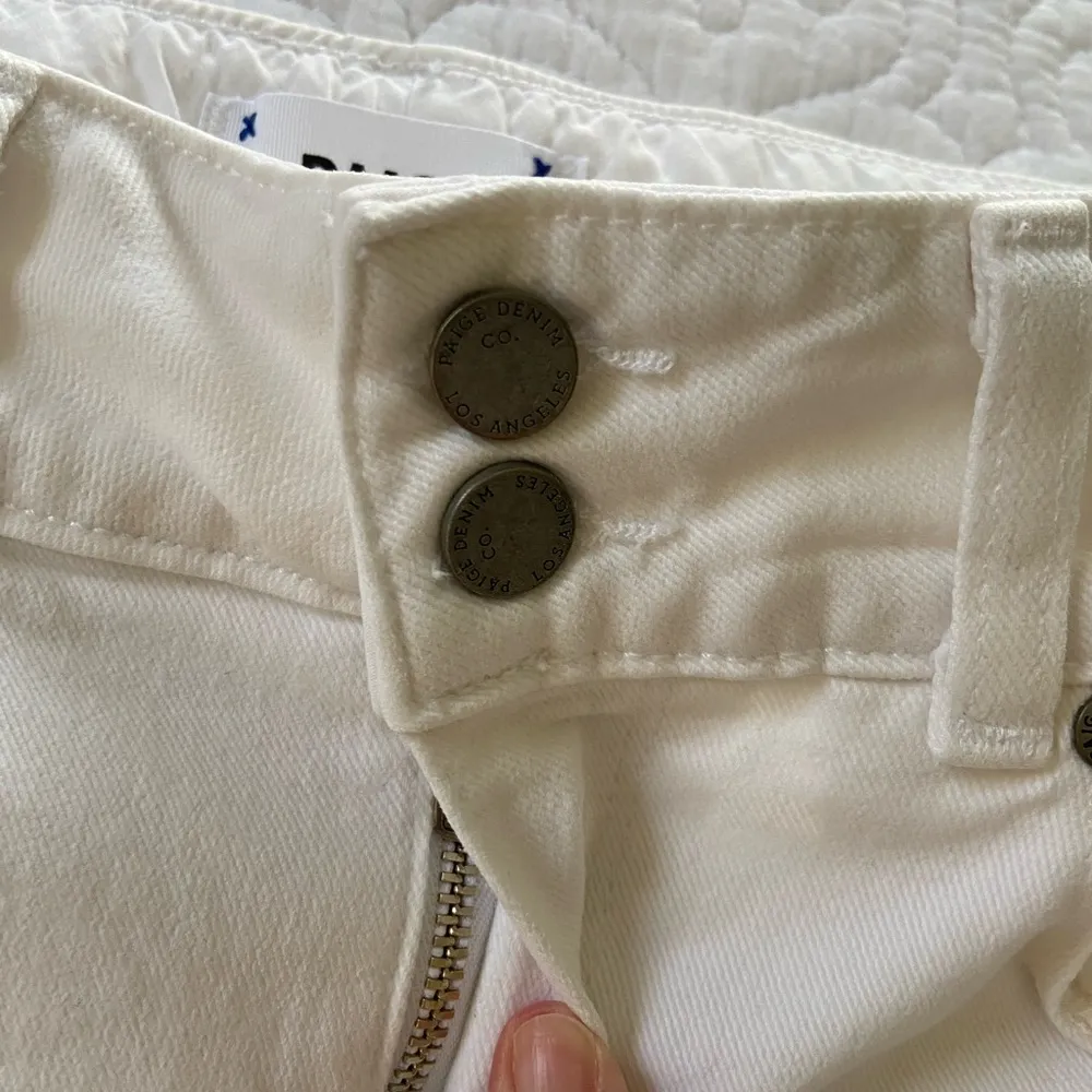 Paige  Hidden Hills Straight White Jeans Minimalist, Normcore, Distressed - Image 6