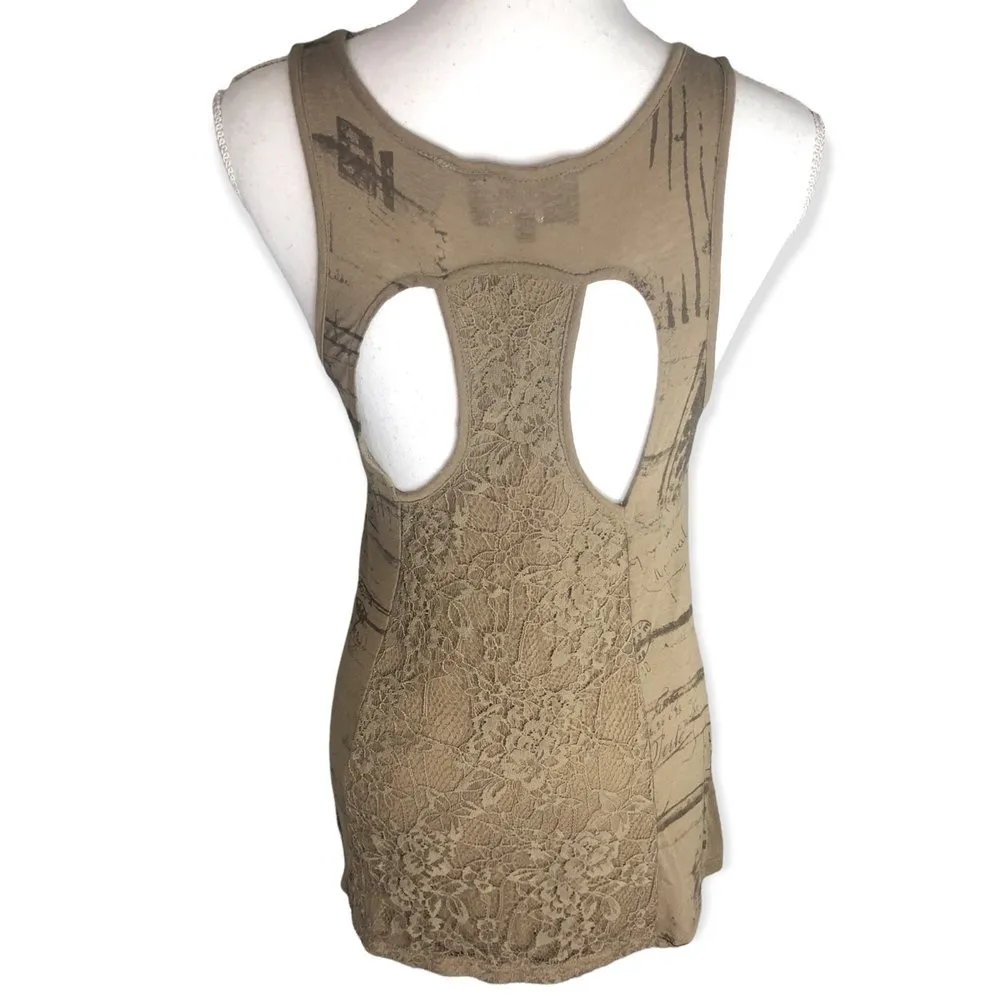 Miss Me Floral Lace Rhinestone Linen Blend Tank Top - Image 85