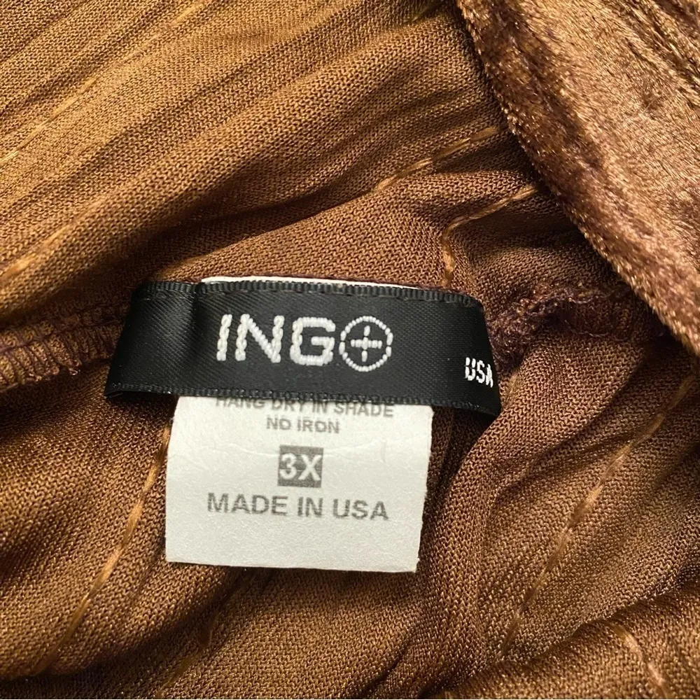 NWT Y2K Brown Crinkle Velvet Gold Sequin Waist Tank Top Made in USA Size XL - Image 6