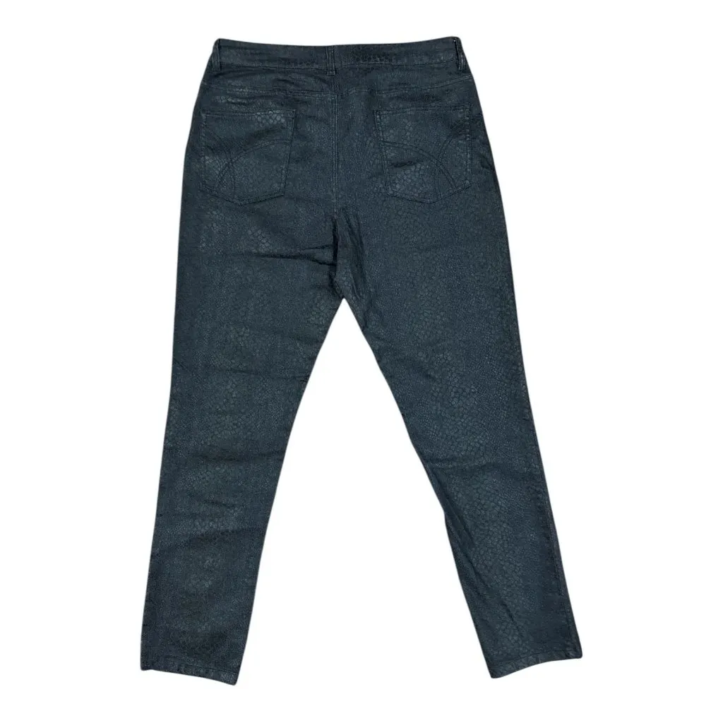 Per Se Womens Size 16 Black Snake Print Stretch Comfort Pants Cotton Slim Fit - Image 5