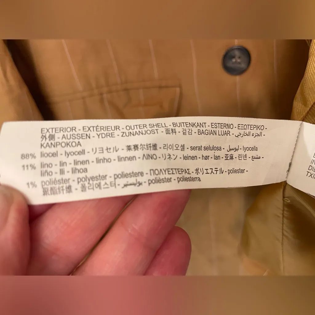 Zara Women’s Linen-blend Striped Blazer‎ Jacket in Mustard Yellow Size S - Image 10