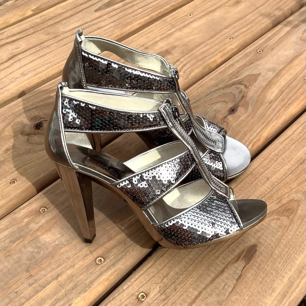 Modern DRESSY sequin sandals on platform💖 Silver Size 7.5 - Image 4