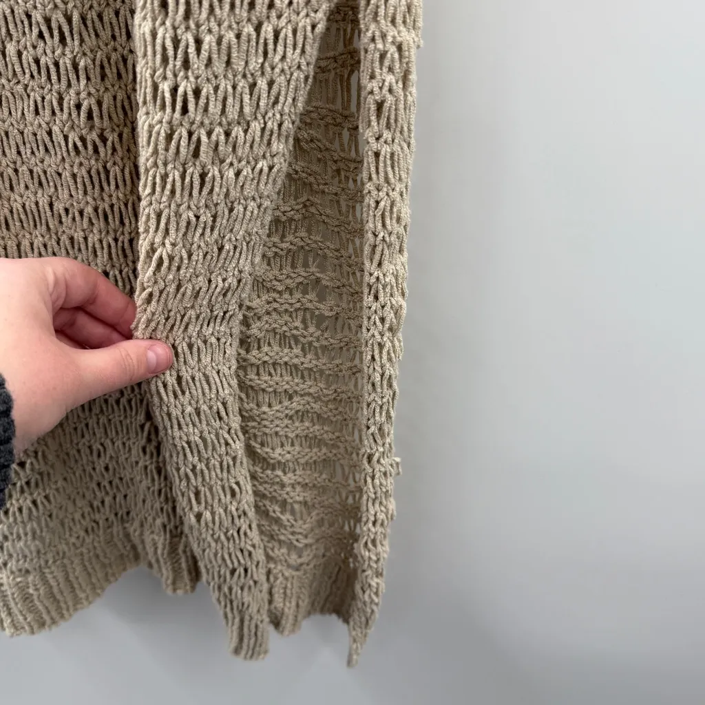 Free People Beach Beige Chunky Open Knit Short Sleeve Coverup Dress‎ Sz XS - Image 6