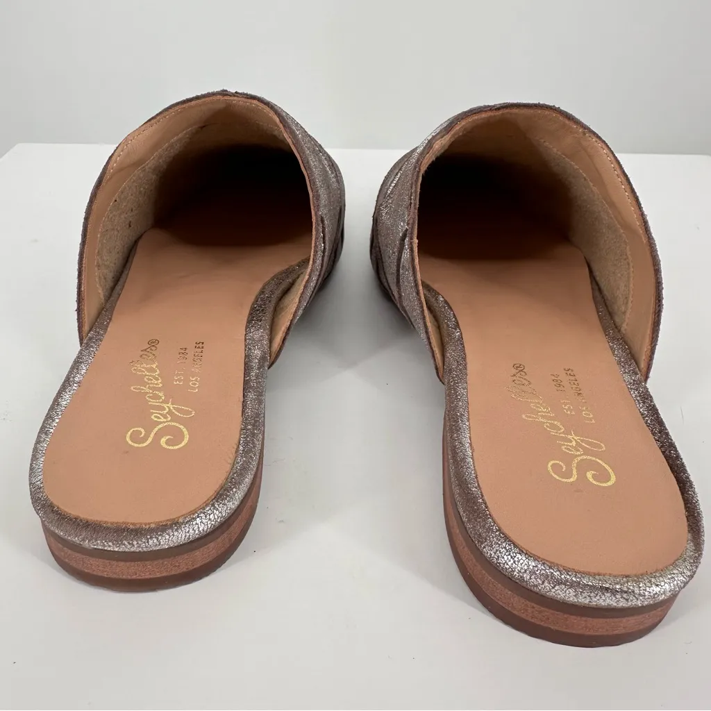 Seychelles To Die For Metallic Pewter Leather Mules size 6 New in Box Flats - Image 7
