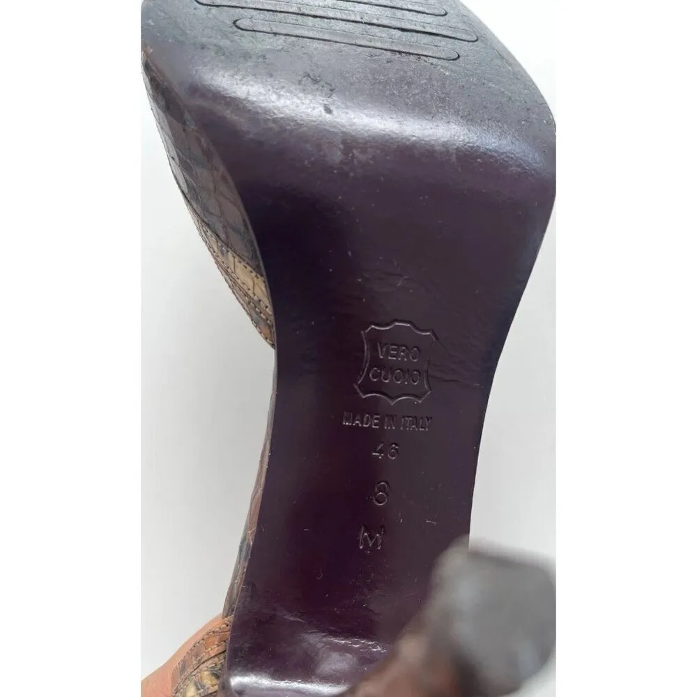 Vintage Via Spiga Snake Skin Leather Brown Multicolor Women’s Sz 8 Italy RARE - Image 15