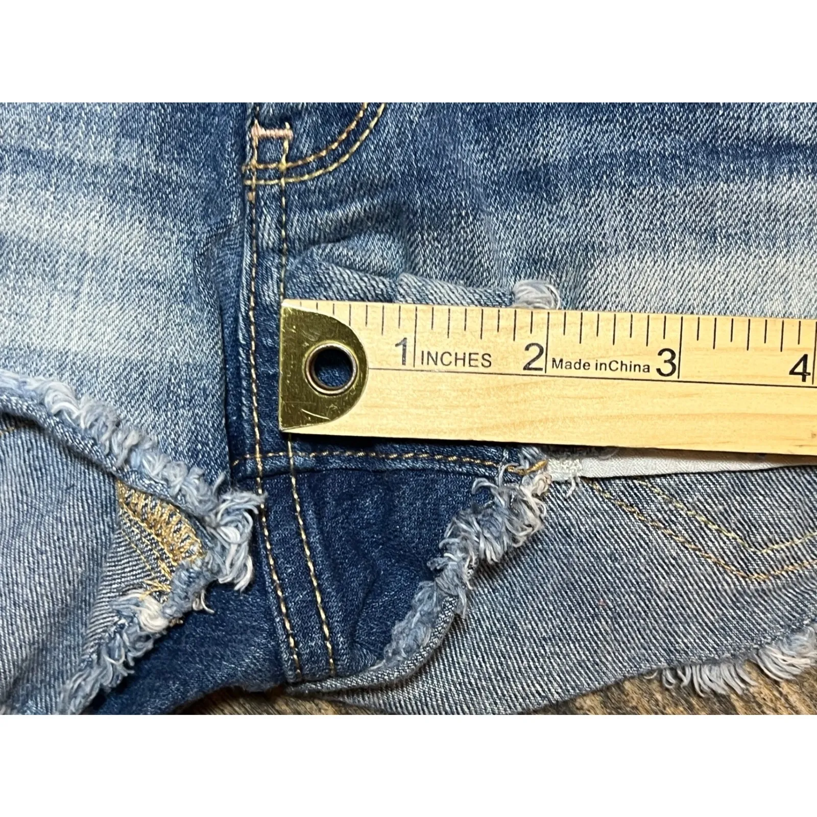 Hollister Distressed Denim Frayed Hem Shorts Women Size 3/26 Micro Mini Booty - Image 6