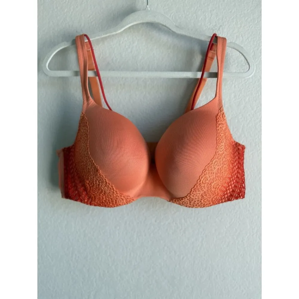 Cacique Women’s Ombré Linear Lace Smooth Balconette‎ Bra Orange Lace Size 42DD - Image 3