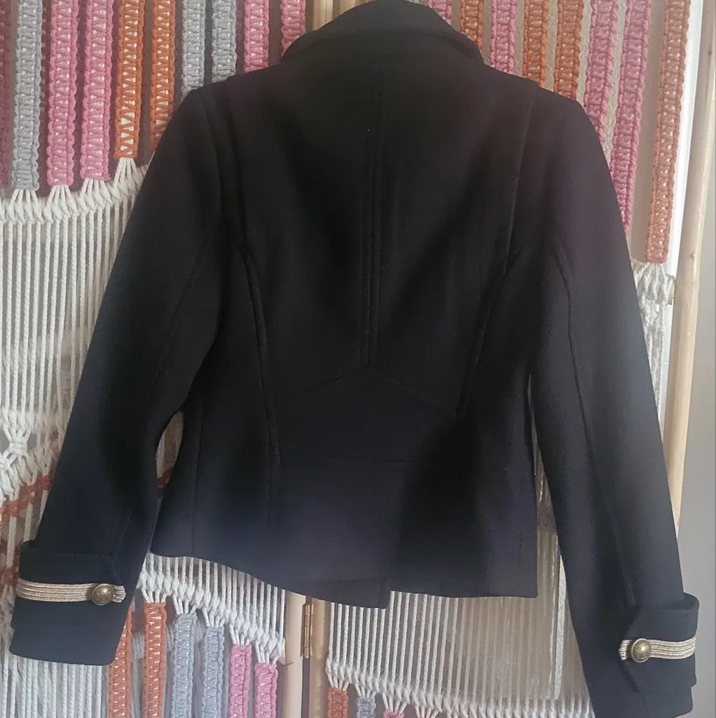 NWTS Express Double Breasted Novelty Button Cuffed Cropped Coat - Image 5