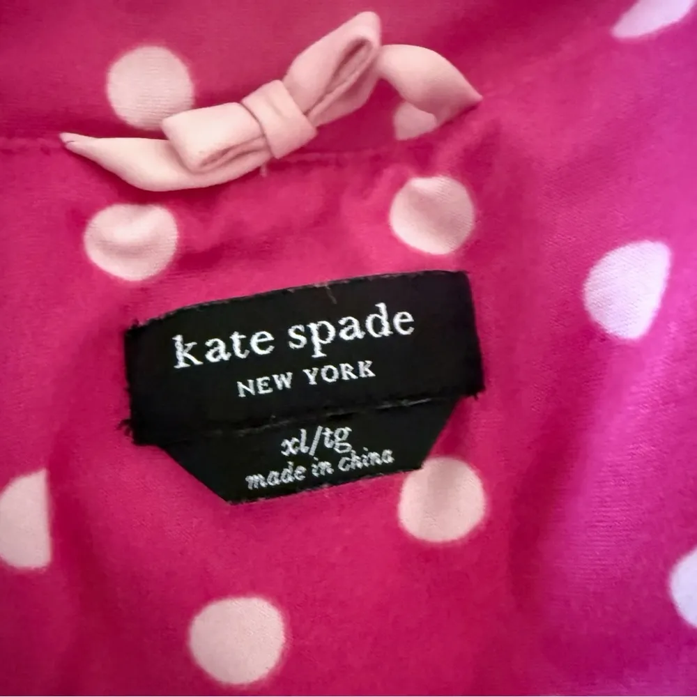 Kate Spade Pajama Top Womens XL Pink Polka Dot Notch Collar Short Sleeve Stretch - Image 3