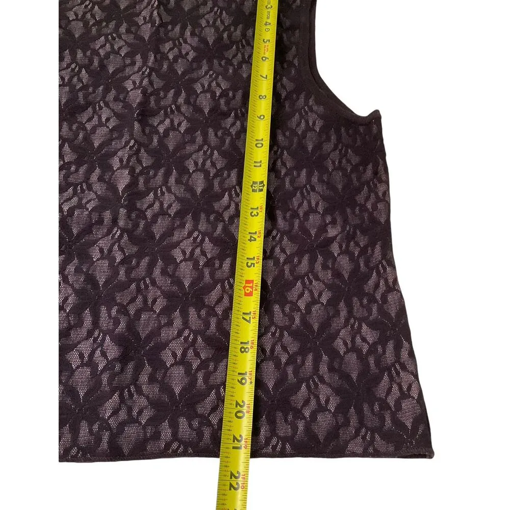 Norton McNaughton Dark Purple Lace Knit  Top Women Size Large | 12-4 - Image 4