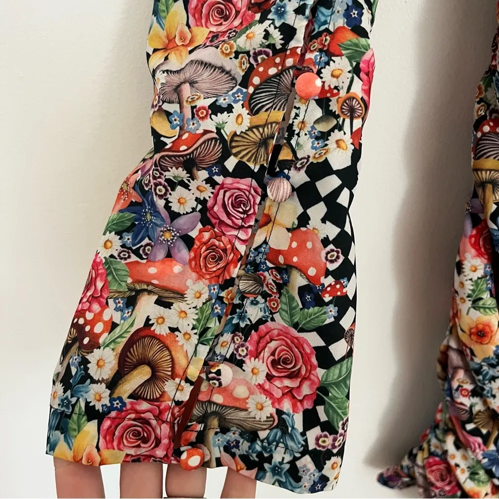 FOR LOVE & LEMONS june cape sleeve mini dress  psychedelic hippie funky XXS - Image 9