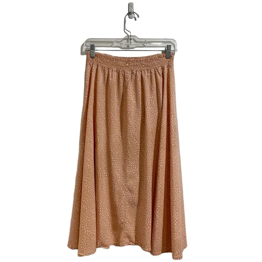 Anthropologie Beachgold Pink Leopard Faux Wrap Midi Skirt Sz M - Image 8