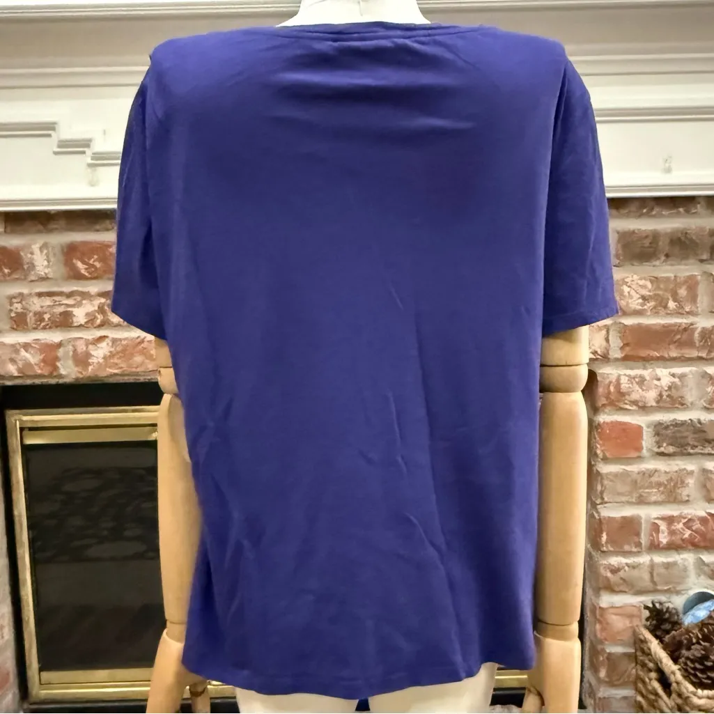 Maeve Paisley Short Sleeve Purple and Multicolor Floral Jewel Tone Top / L / EUC - Image 7