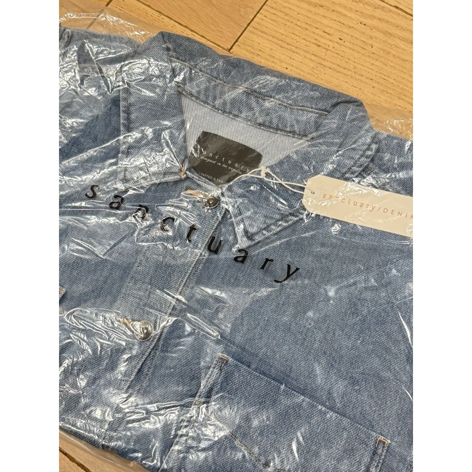 NEW Sanctuary Napa Chambray Shacket Utility Cargo Jacket Denim Look Womens Large - Image 7