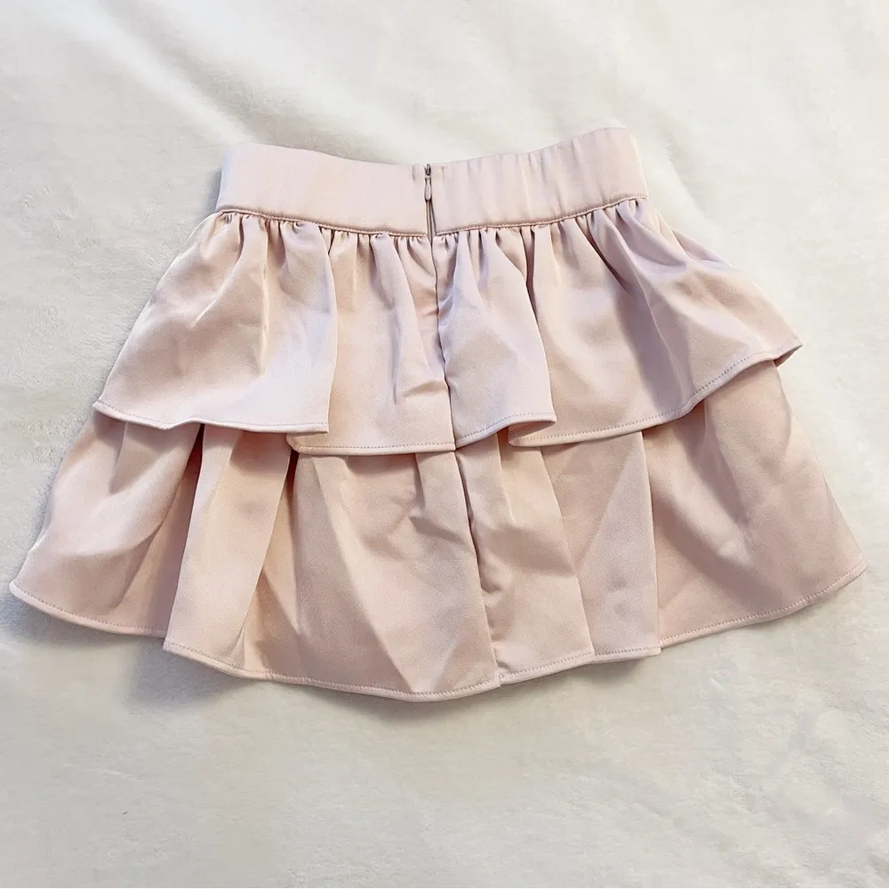 Pastel Pink Silky Layered Tiered Kawaii Ballet Cottage Mini Skirt Skort - Image 7