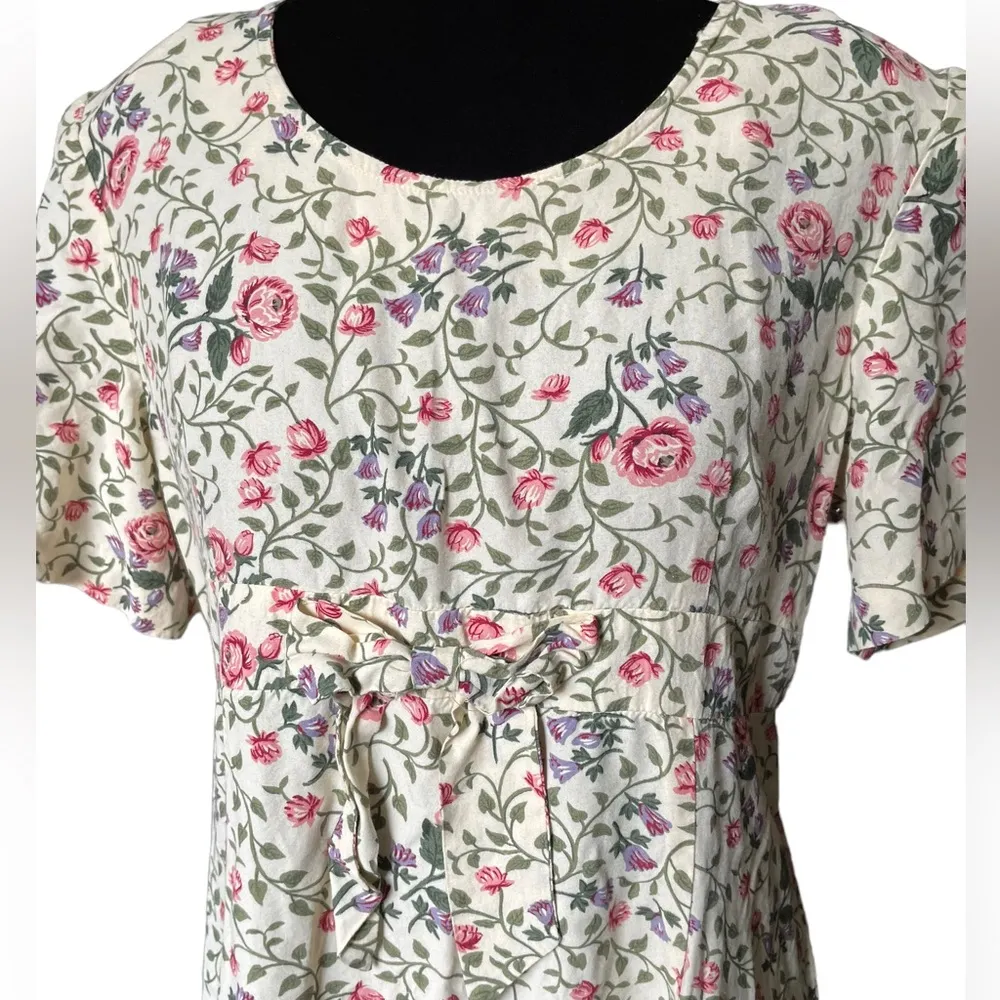 M.H.M. Melissa Harper Vintage 90s Cottagecore Witchy Prairie Floral Midi Dress - Image 2