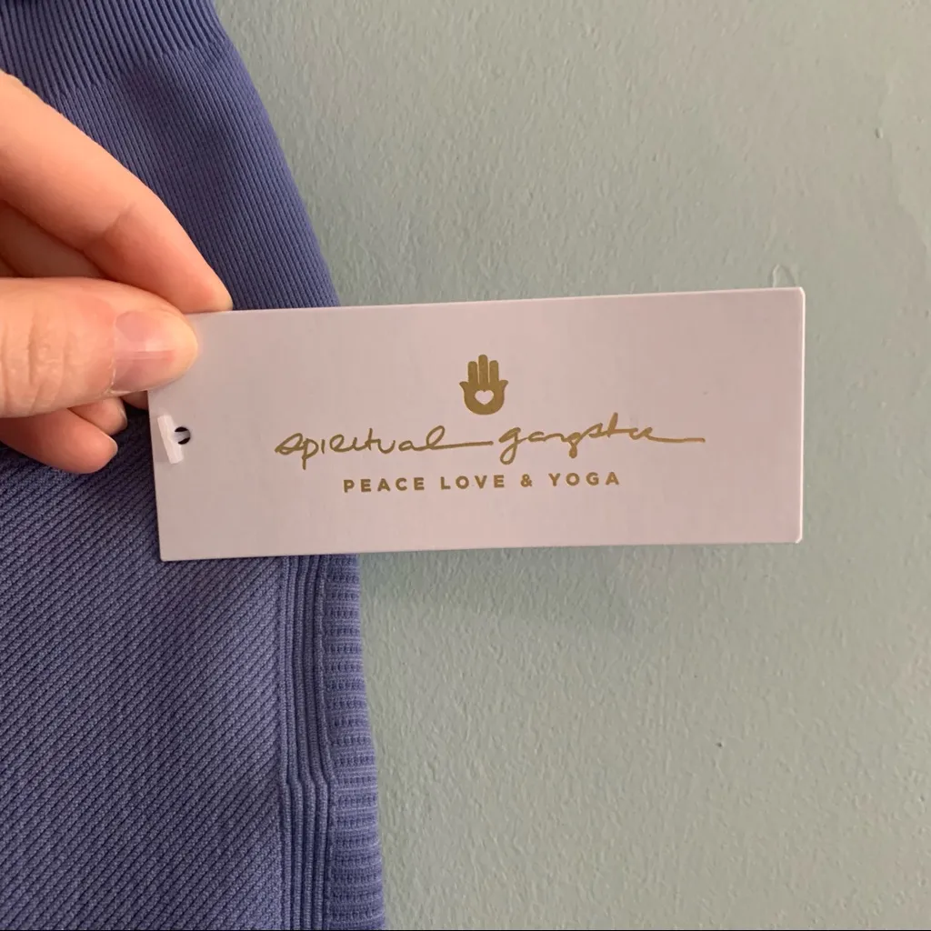 Spiritual Gangster NUX lattice Cropped Leggings NWT Size Large Blue - Image 5