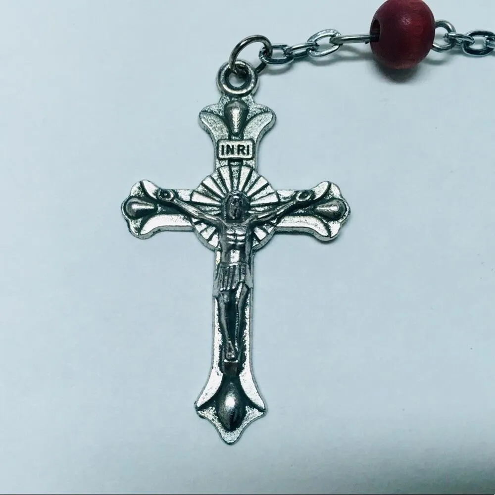 Red Beads Rosary Necklace - Image 2