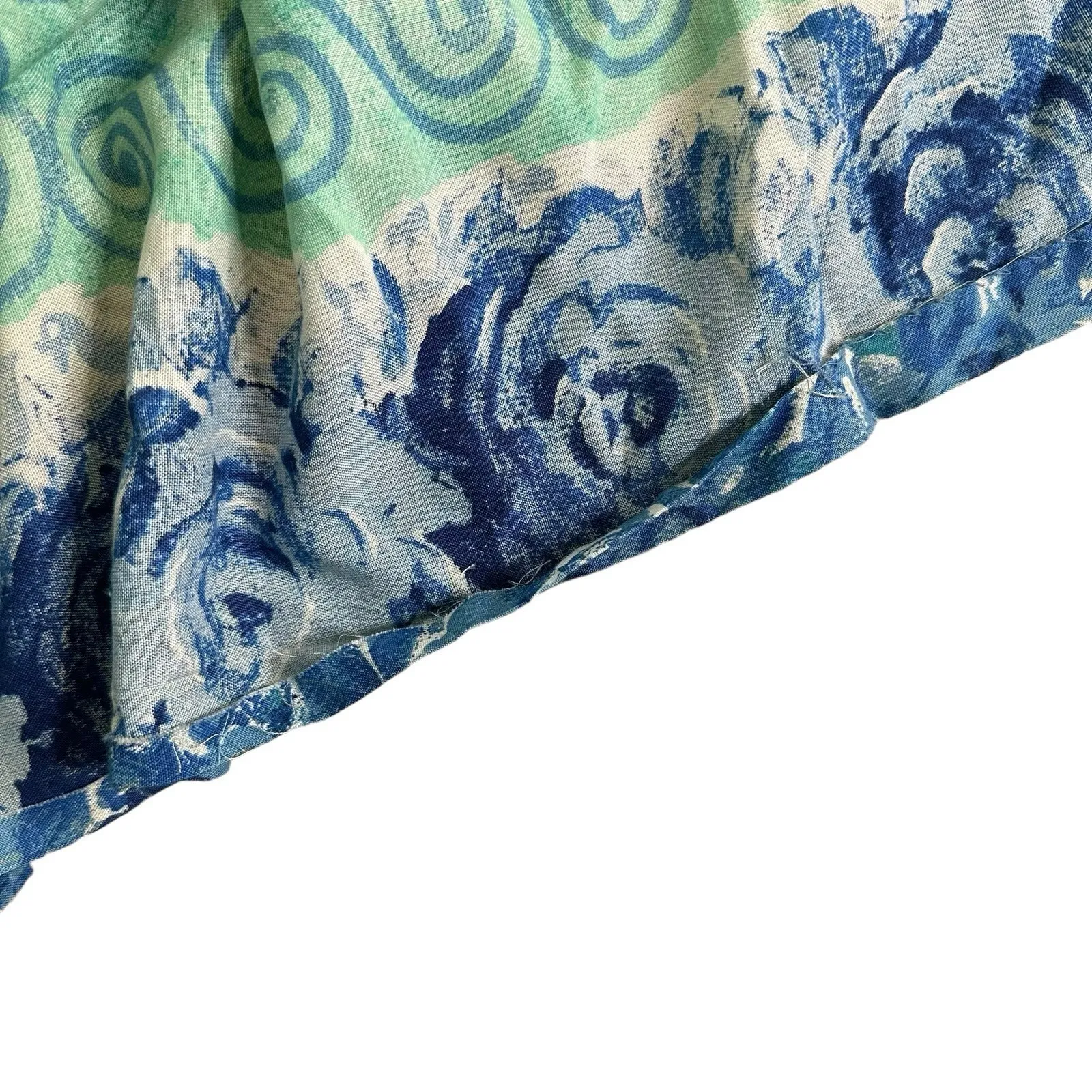 VTG Ashley Brooke Modest Skirt Size 10 Green Flowy Broomstick BOHO Festival FLAW Blue - Image 6