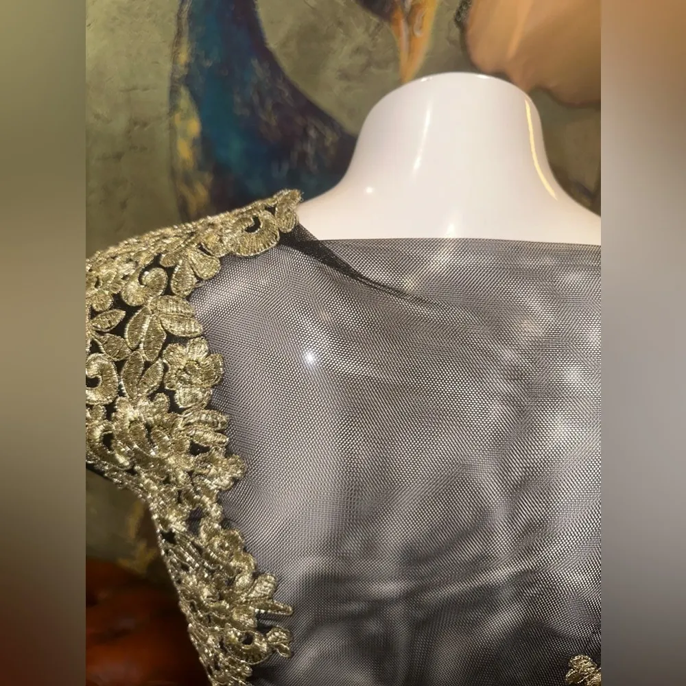 Besty & Adams Gold Embroidery Black Formal Gown Dress 0 - Image 8