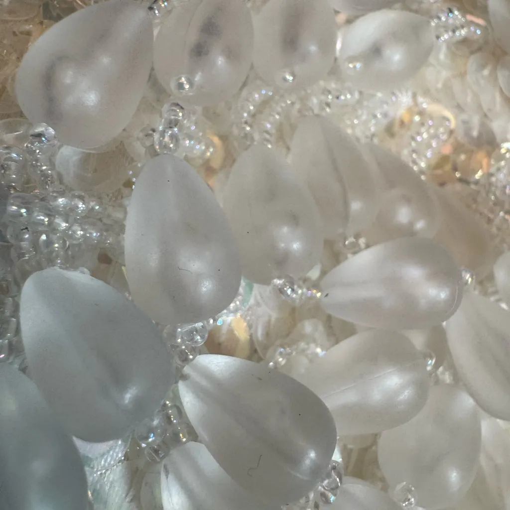 Dainty White Beaded Clutch - Image 4