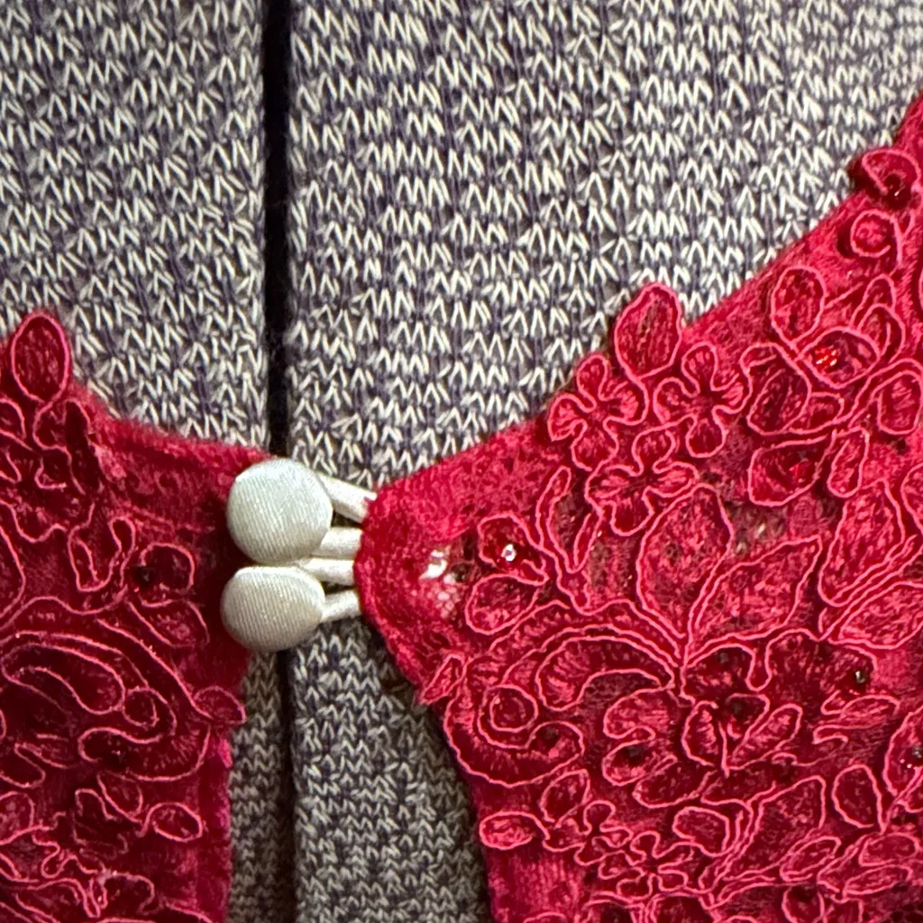 Vibrant Red Lace Dress - Image 3