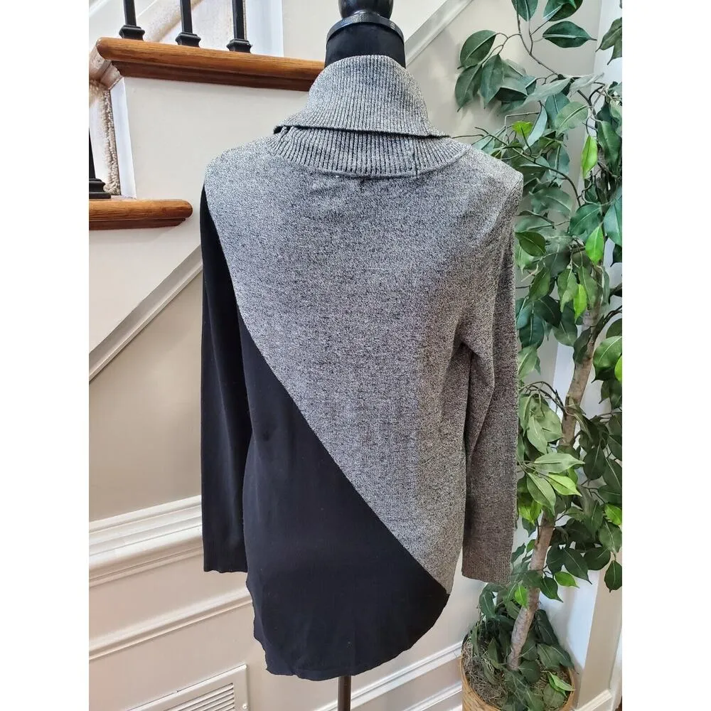 Calvin Klein Women's Gray & Black Rayon Turtle Neck Long Sleeve Knit Sweater S - Image 6