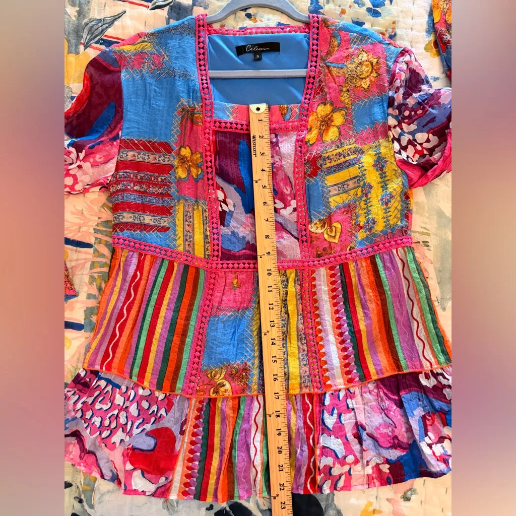 CALESSA S Fiesta Patchwork Print Boho Square - Image 13