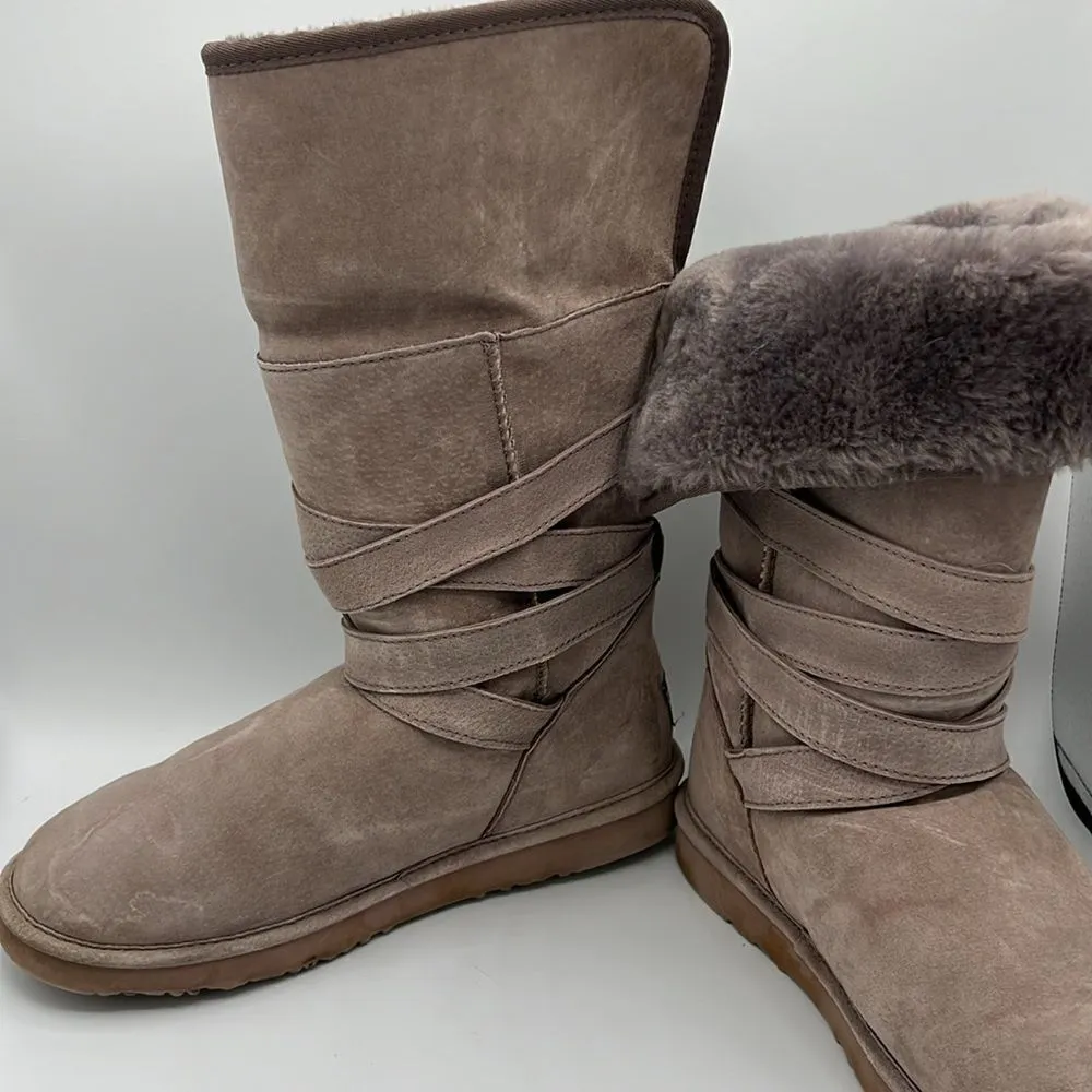 Lamo Sherpa lined‎ fur boots Size 8 B72 Gray - Image 5
