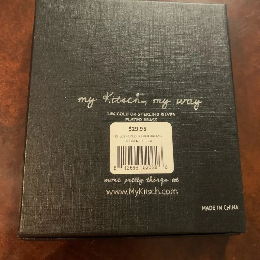 Kitsch Unlock Your Dreams Necklace Earring Set 14K Gold Plated Brass NWT - Image 5