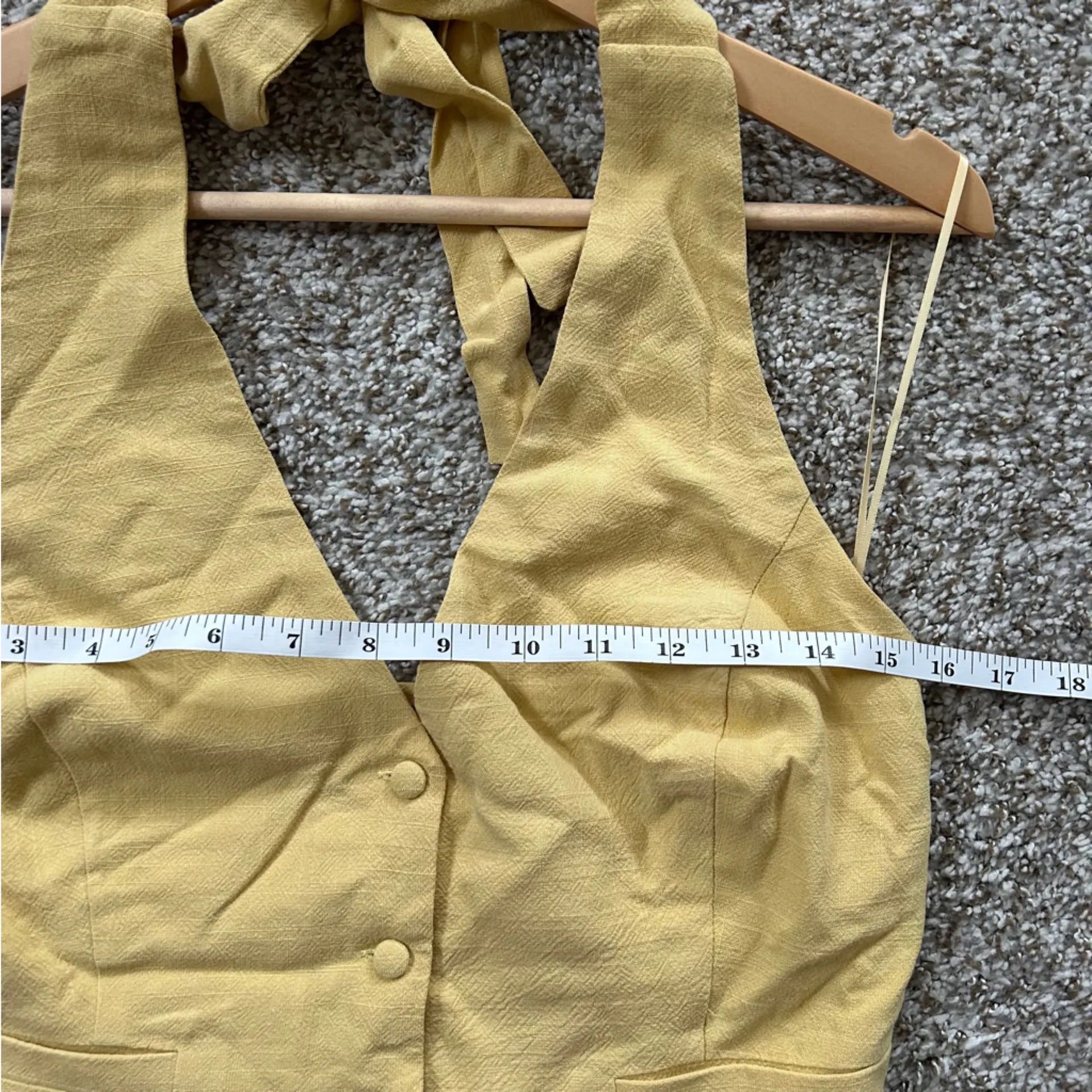 NWT Emory Park Pitaya Butter Linen Blend Yellow Button-Up Halter Vest Casual - Image 7