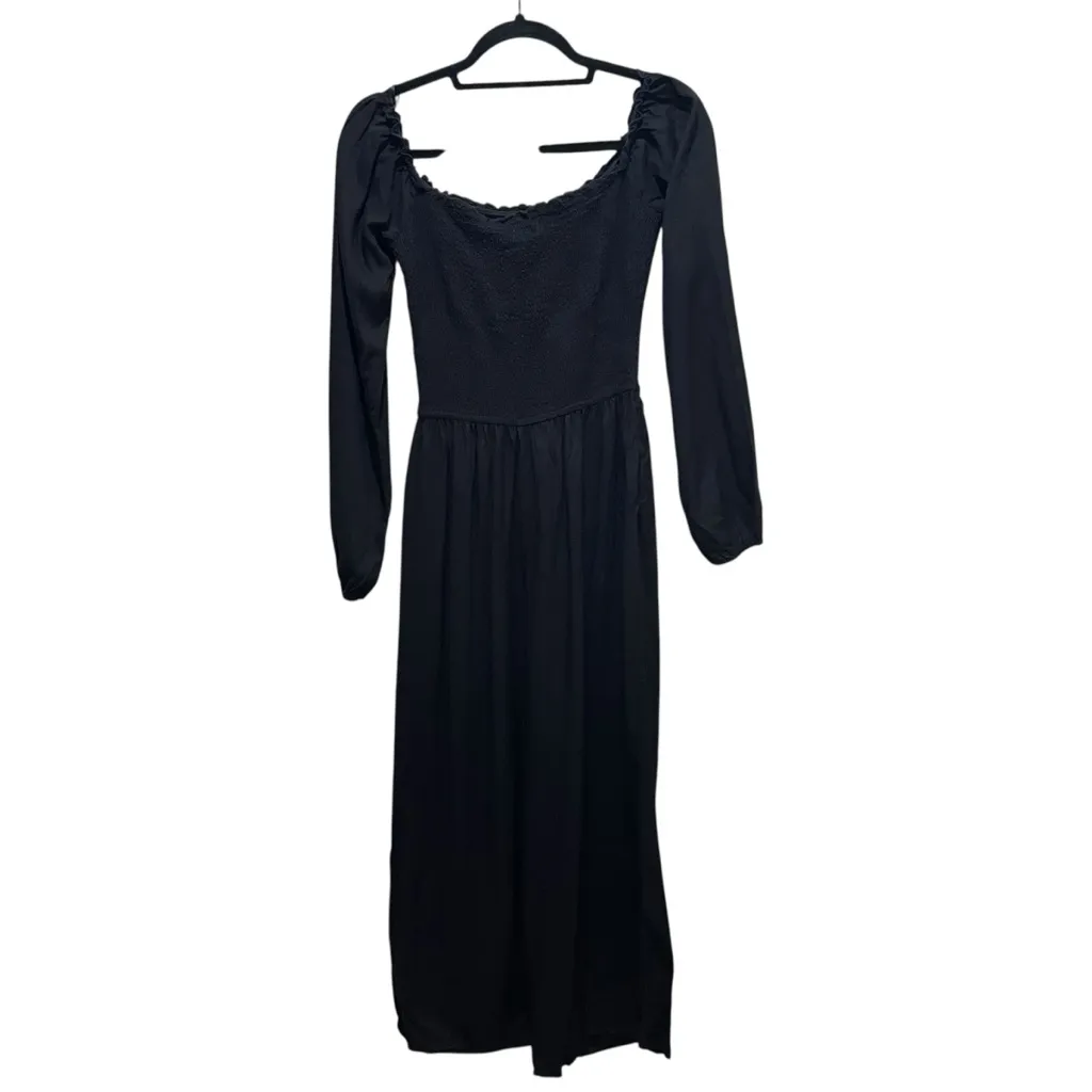 Hollister Smocked Long Sleeve Jumpsuit Solid Black Women’s Size Medium - Image 10