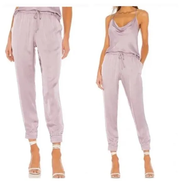 Young Fabulous & Broke Jamie Satin Jogger Pants Medium Lavender Purple Cargo - Image 2