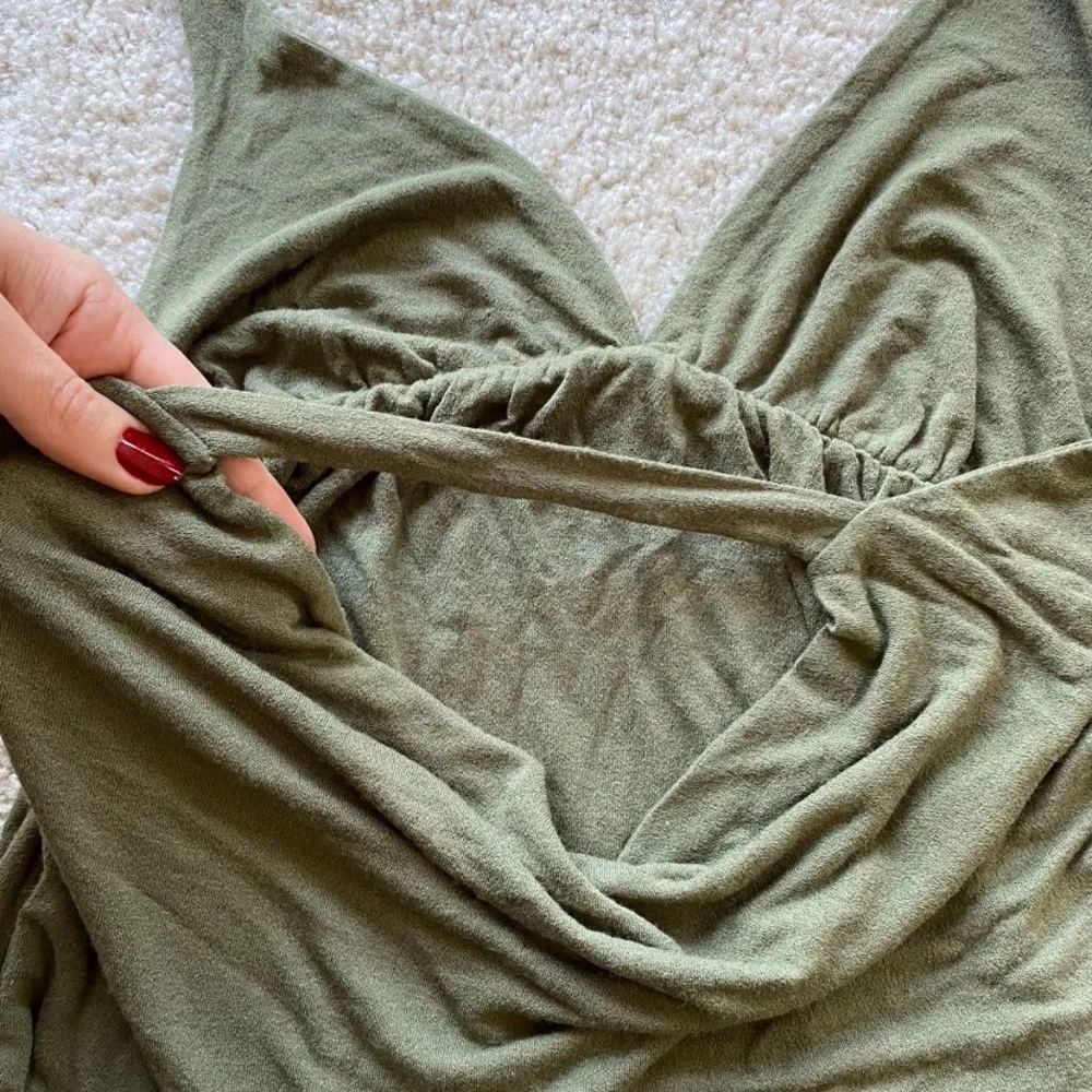 Olive army green  draping boho top - Image 4