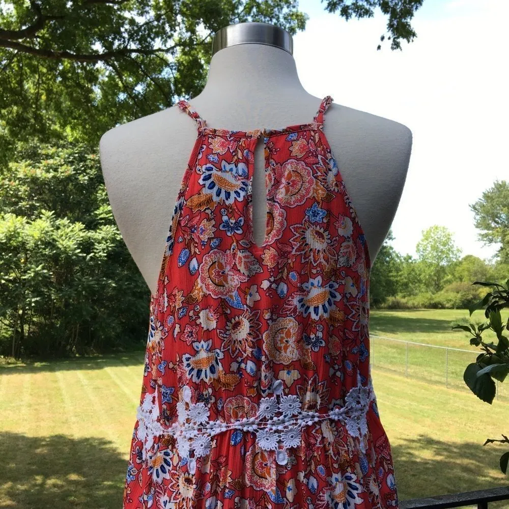 Skies Are Blue Floral Crochet Lace Dress - Image 3