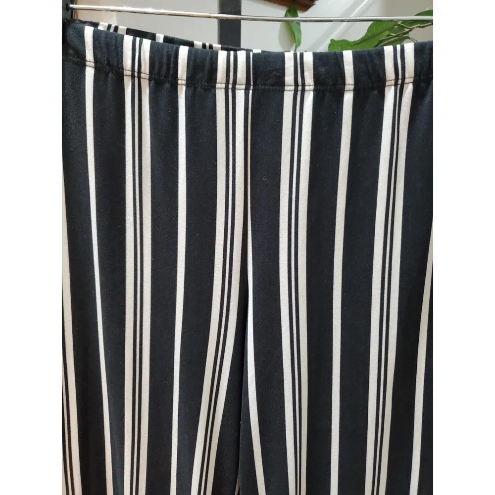 La Gypsy Black Stretch Polyester Mid Rise Wide Legs Comfort Waist Pant Size L - Image 2