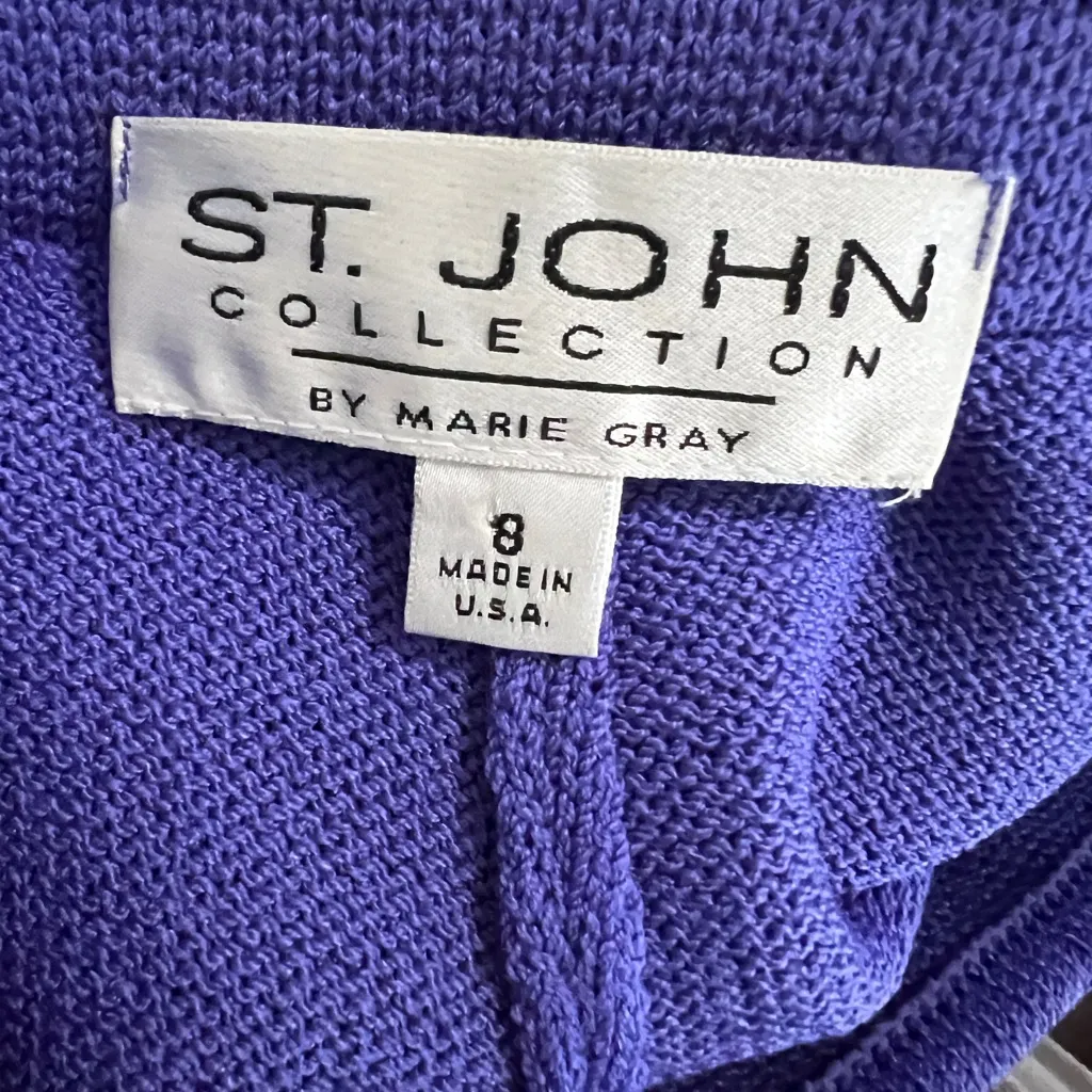 St. John Collection Santana Knit Wide Leg Pants – Size 8 – Purple - Image 5