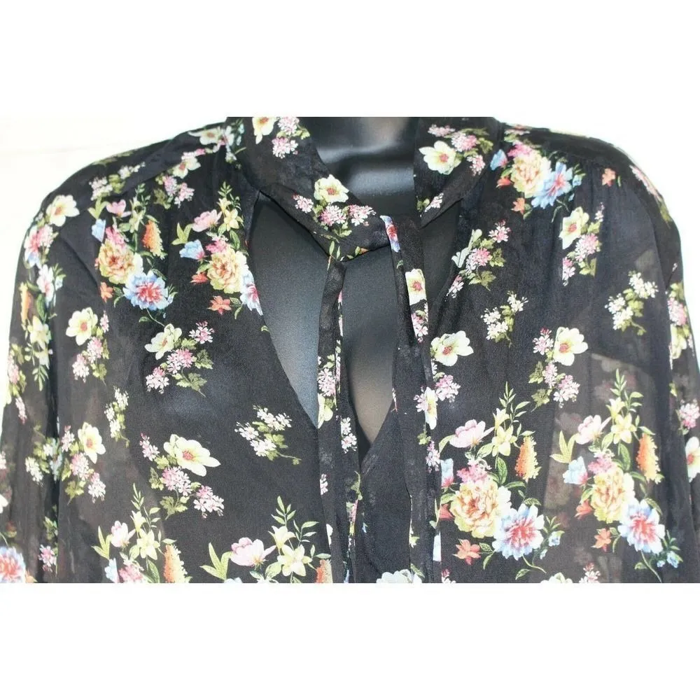 zara floral ruffle mini tie dress size L - Image 2