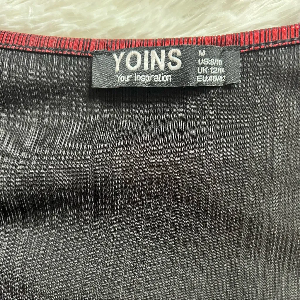 YOINS Metallic Long Sleeve Romper Dress Red Size M - Image 8