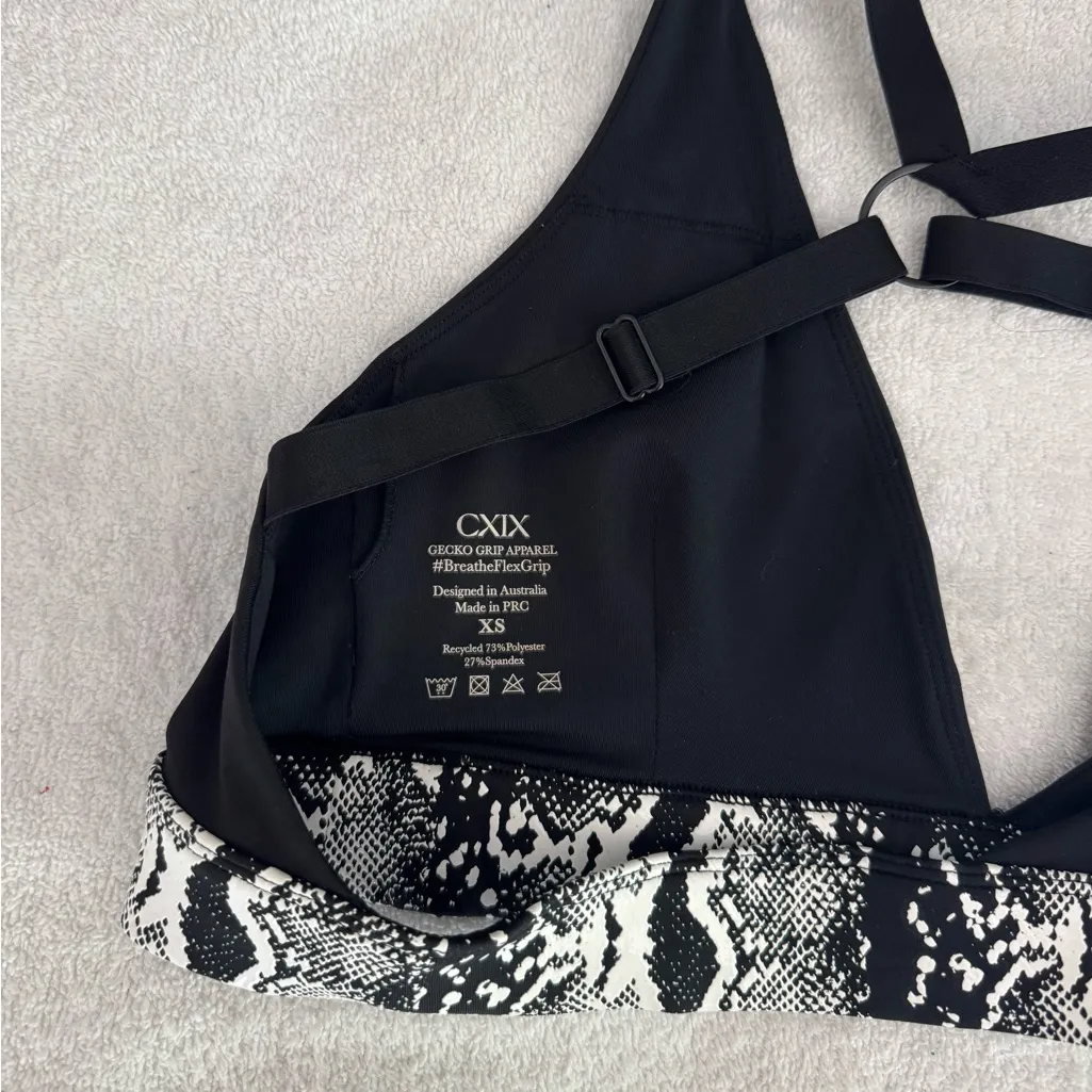 CXIX Creatures Polewear Pole Boa Snakeskin Grippy Triangle Sport Bra Top XS S Black - Image 7