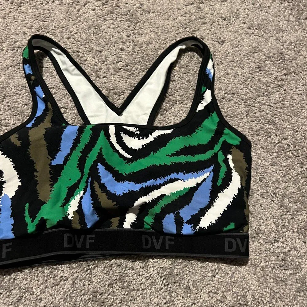 Diane Von Furstenberg Target Disco Zebra Green Racerback Sports Bra L - Image 5
