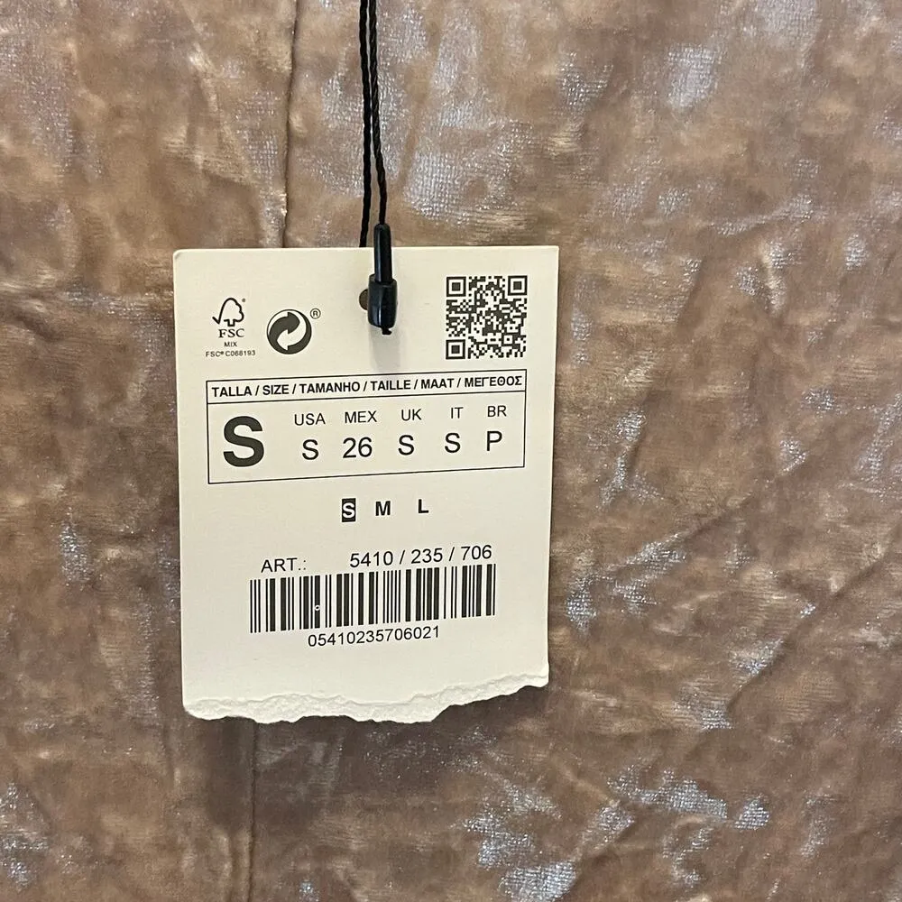 NWT Zara Crush Velvet Dress - Women Size S - Champagne Gold - Image 5