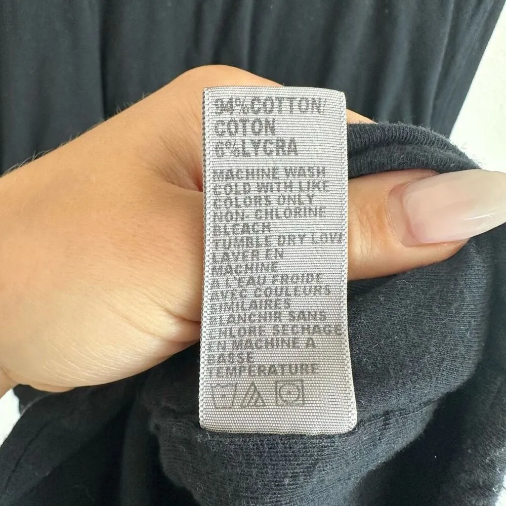 Standard James Perse Short Sleeve Dress Womens Size 4 Black Ruched Stretch Knit - Image 8