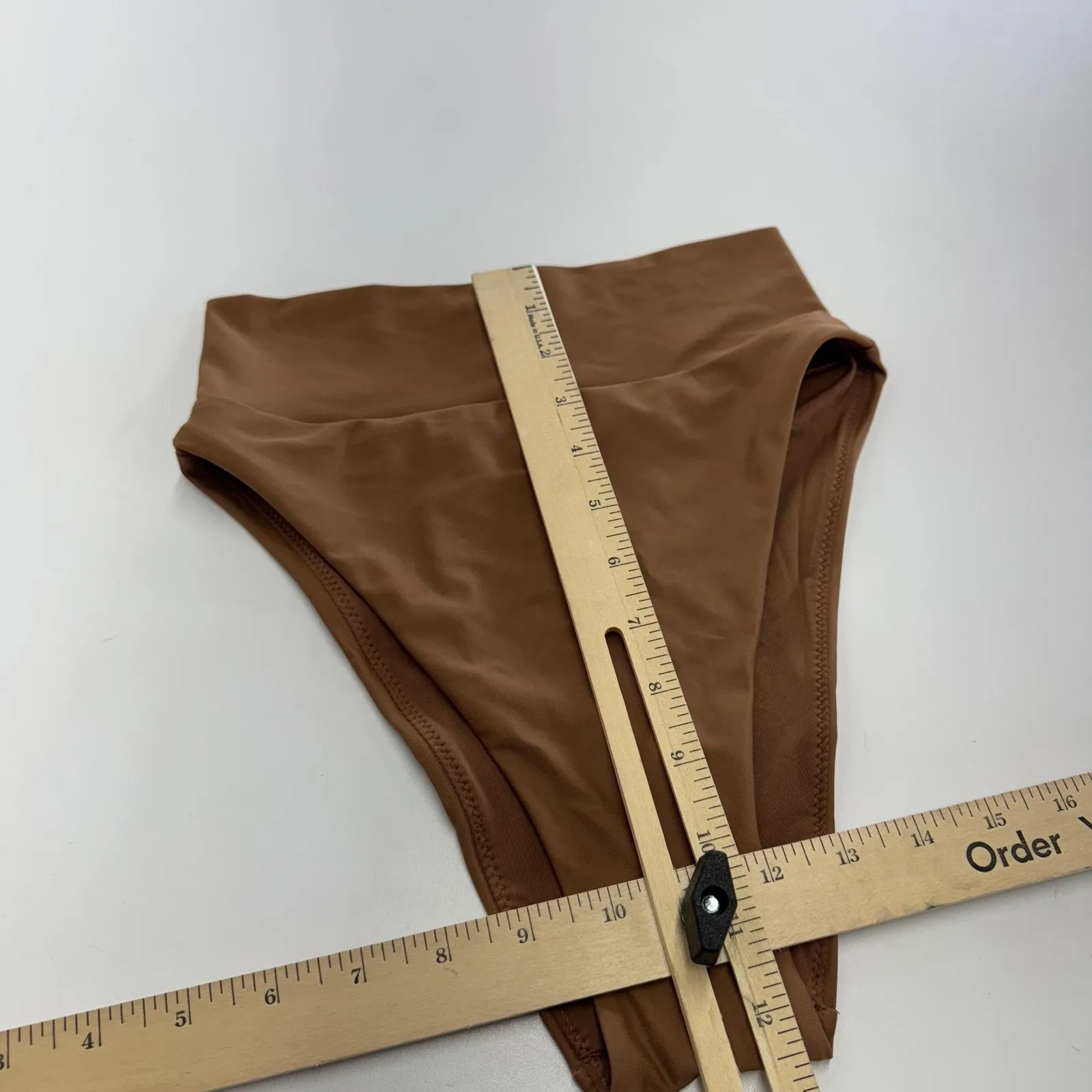 Aerie Bikini Bottom Womens XS‎ Brown Orange High Cut Cheeky High Waisted - Image 8