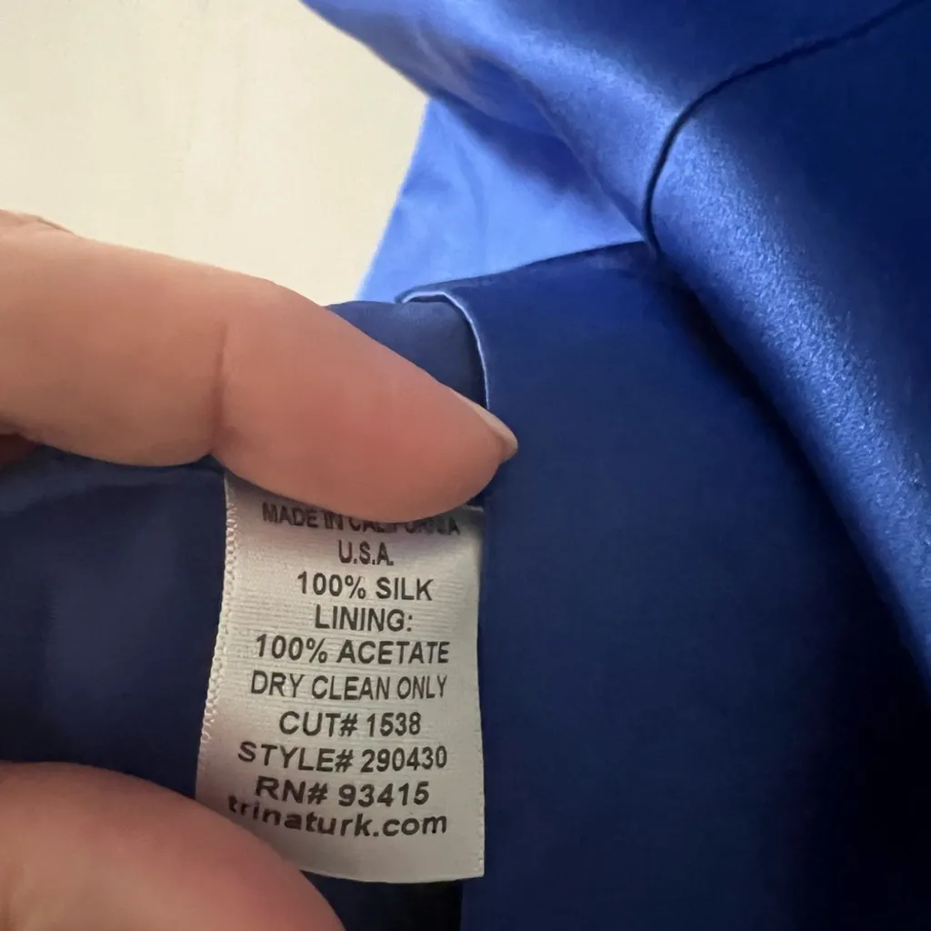 Trina Turk Blue Ruched One-Shoulder Cocktail Dress. New Year Holiday Event - Image 3